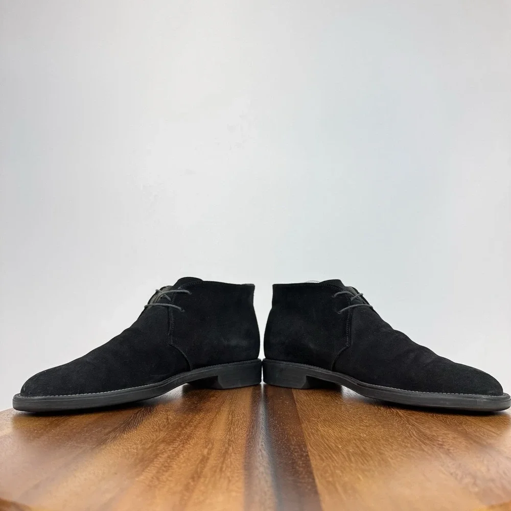 Mens Salvatore Ferragamo Black Suede Dress‎ Shoes Chukka Ankle Boots Size 7.5 D